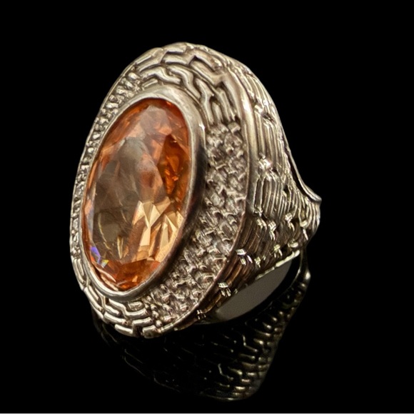 Champagne CZ Bezel Ball Bead soild Ring New .925 Sterling Silver Men’s Ring - Picture 1 of 5